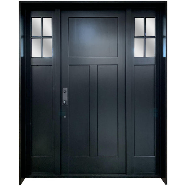 Contemporary Front Wood Door With Sidelite