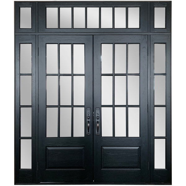 Front Red Oak Contemporary Wood Doors With Transom
