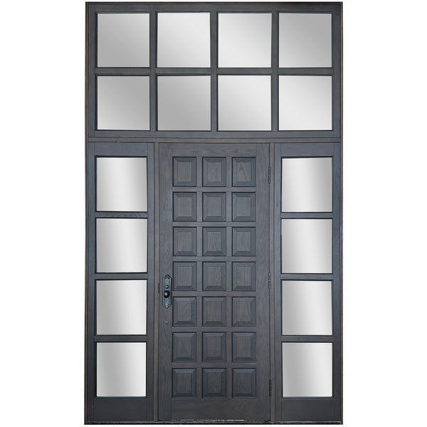 Front Red Oak Contemporary Wood Doors With Transom