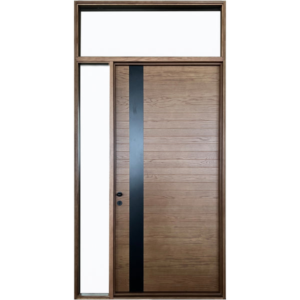 Contemporary Front Wood Door With Transom