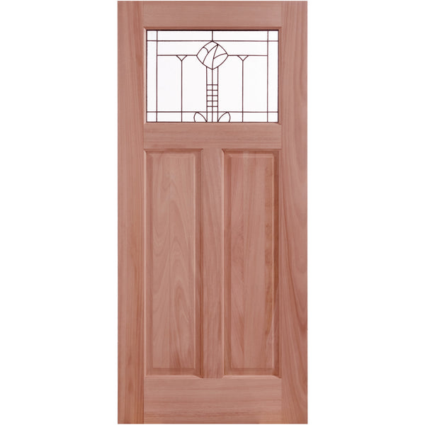 Rose Glass Mahogany Exterior Solid Wood Door