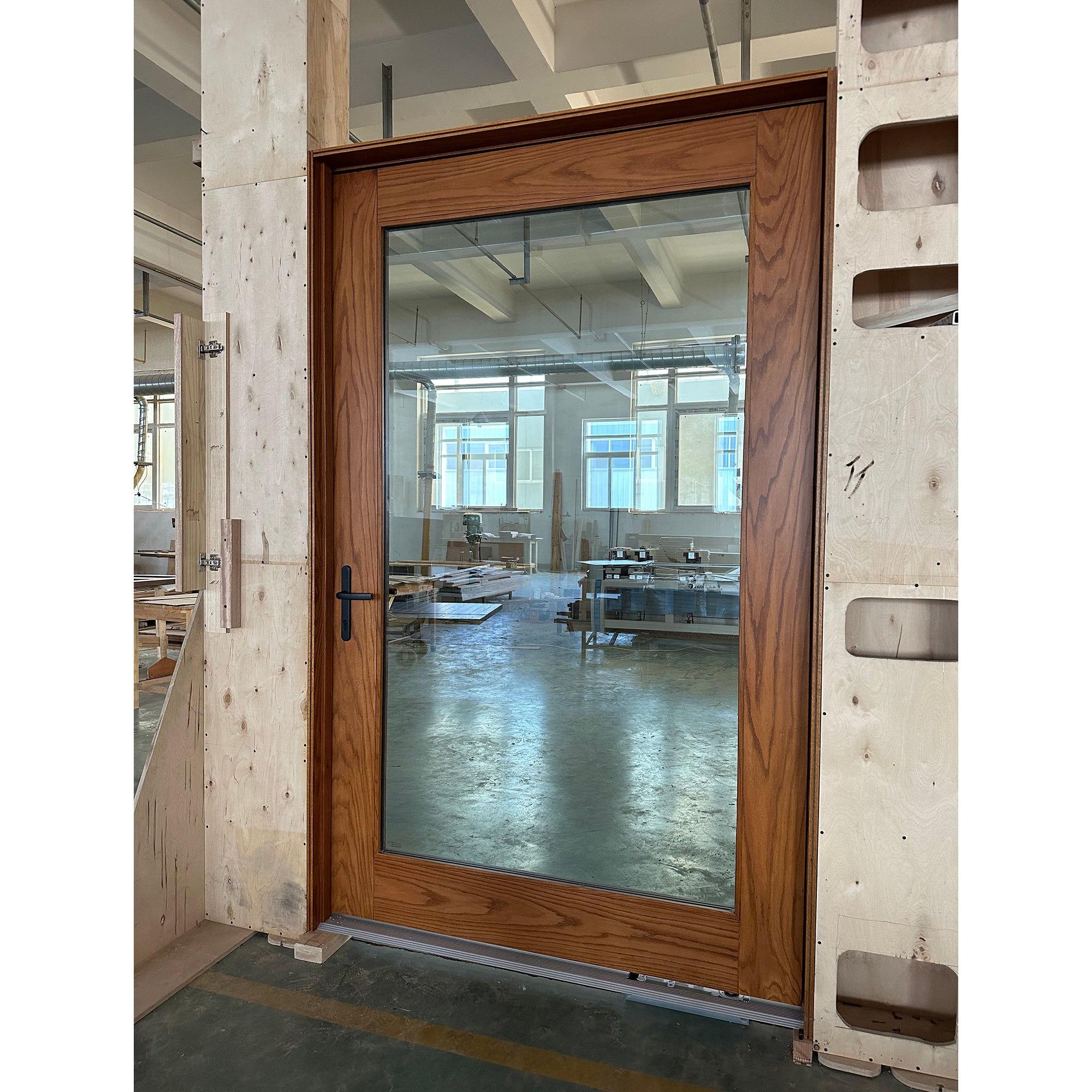 Large Glass Pivot Wood Door