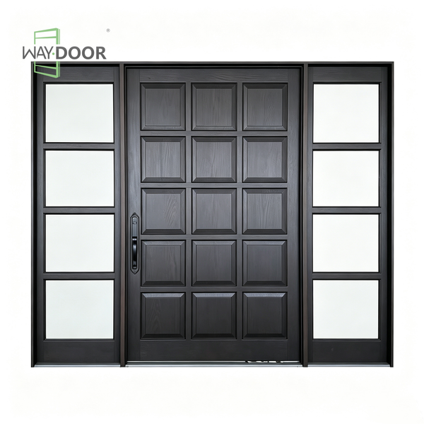 15-Panel Solid Wood Entry Door with Sidelites