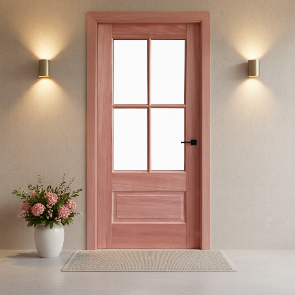 Unfinished Mahogany Exterior Door With 4 Lite