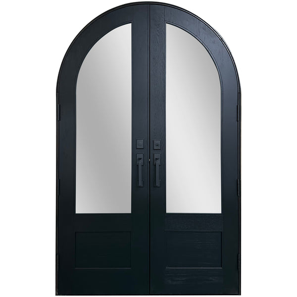 Double Front 3/4 Lite Arched Wood Door