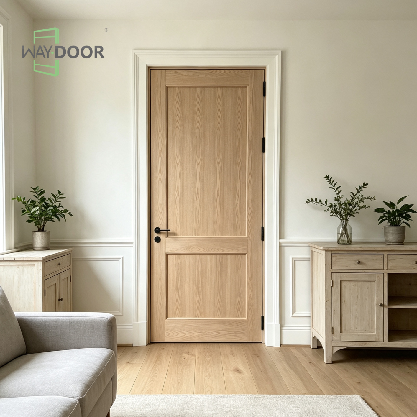 2‑Panel Solid Wood Interior Hinge Door