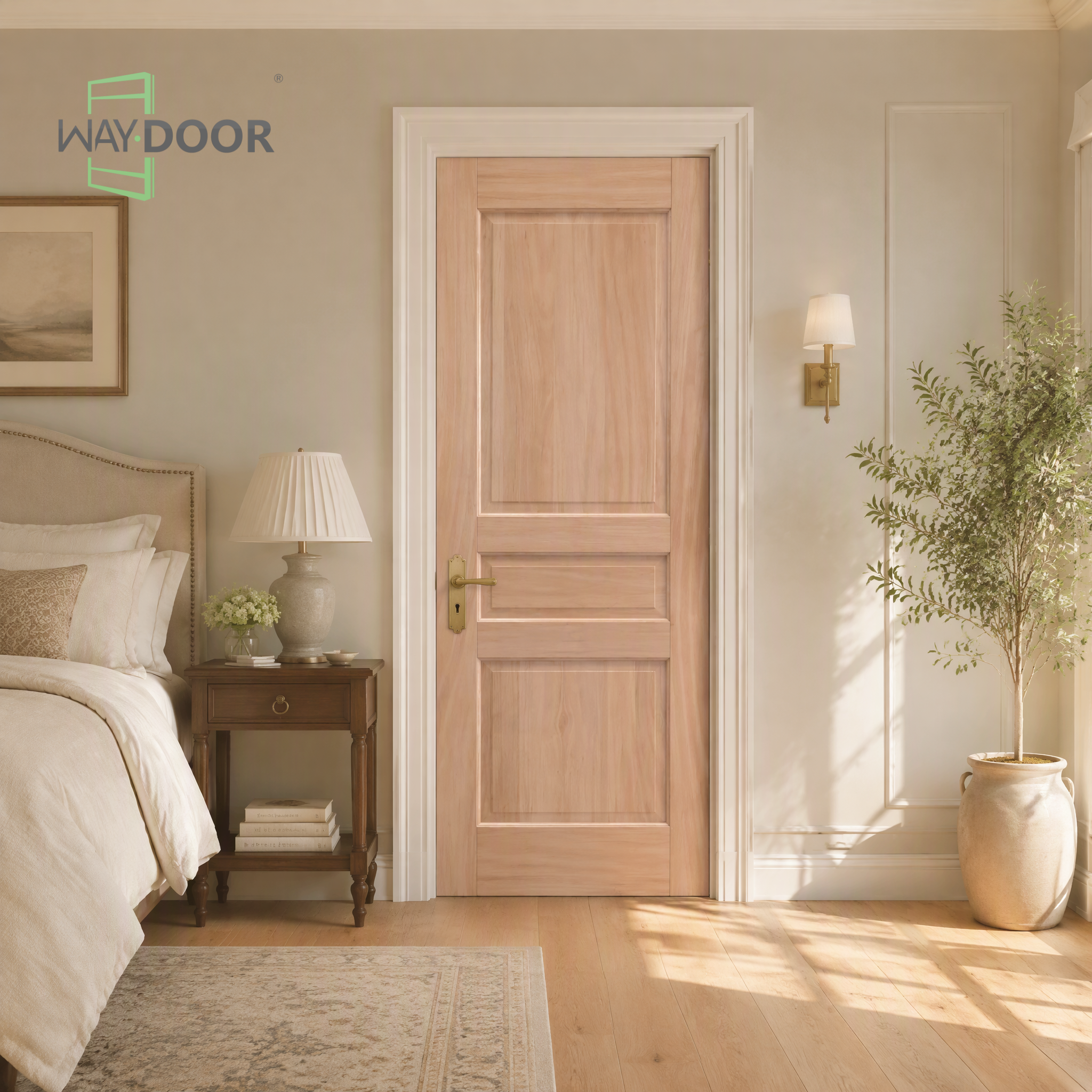 3-Panel Mahogany Hinge Interior Door