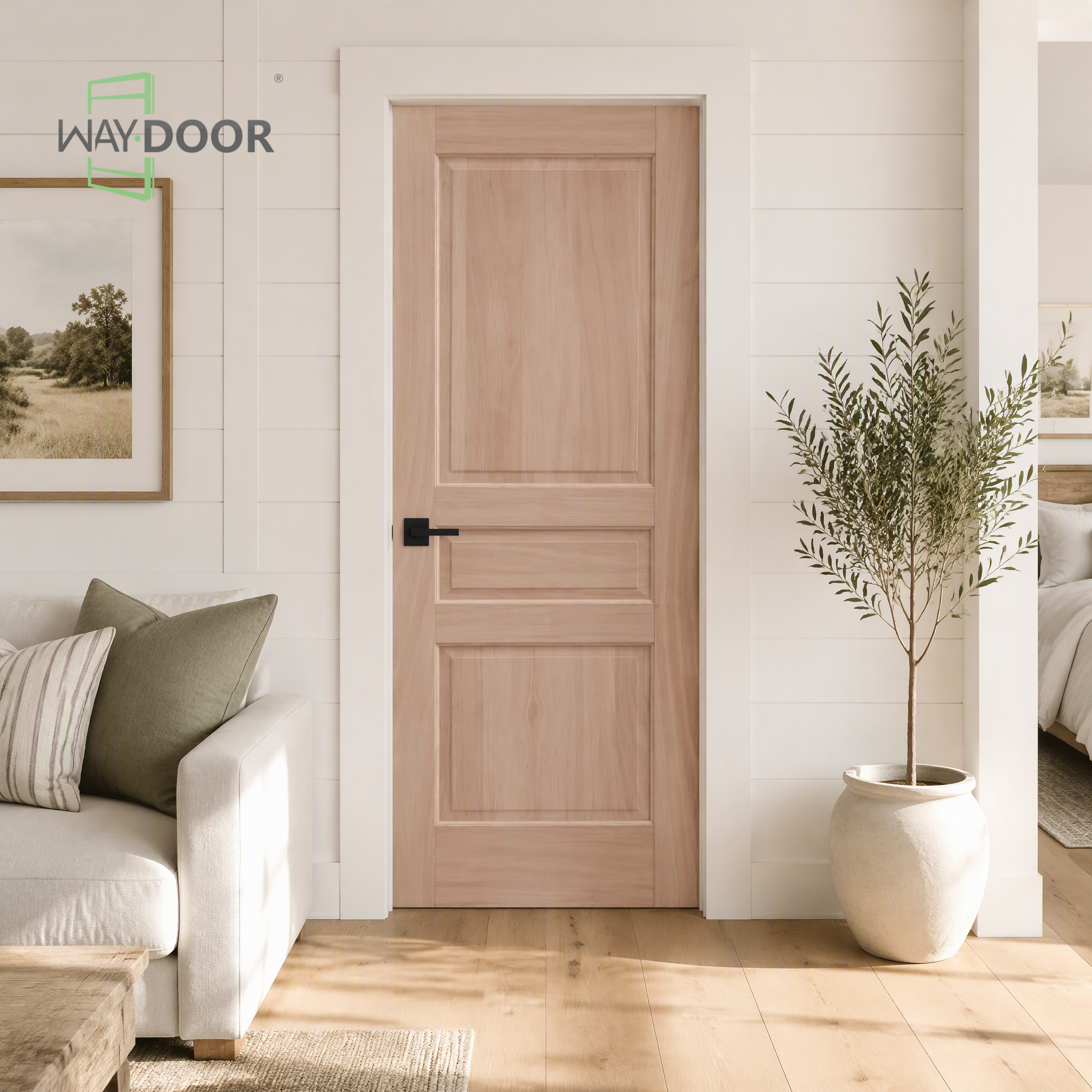 3-Panel Mahogany Hinge Interior Door
