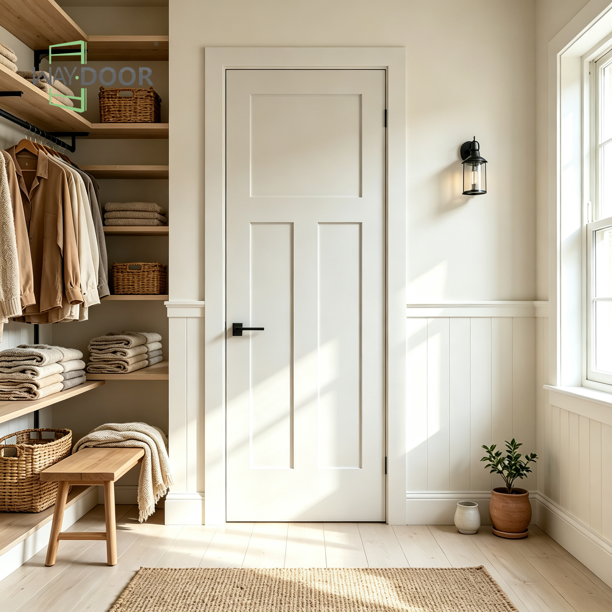 3-Panel Shaker Hinged Interior Door