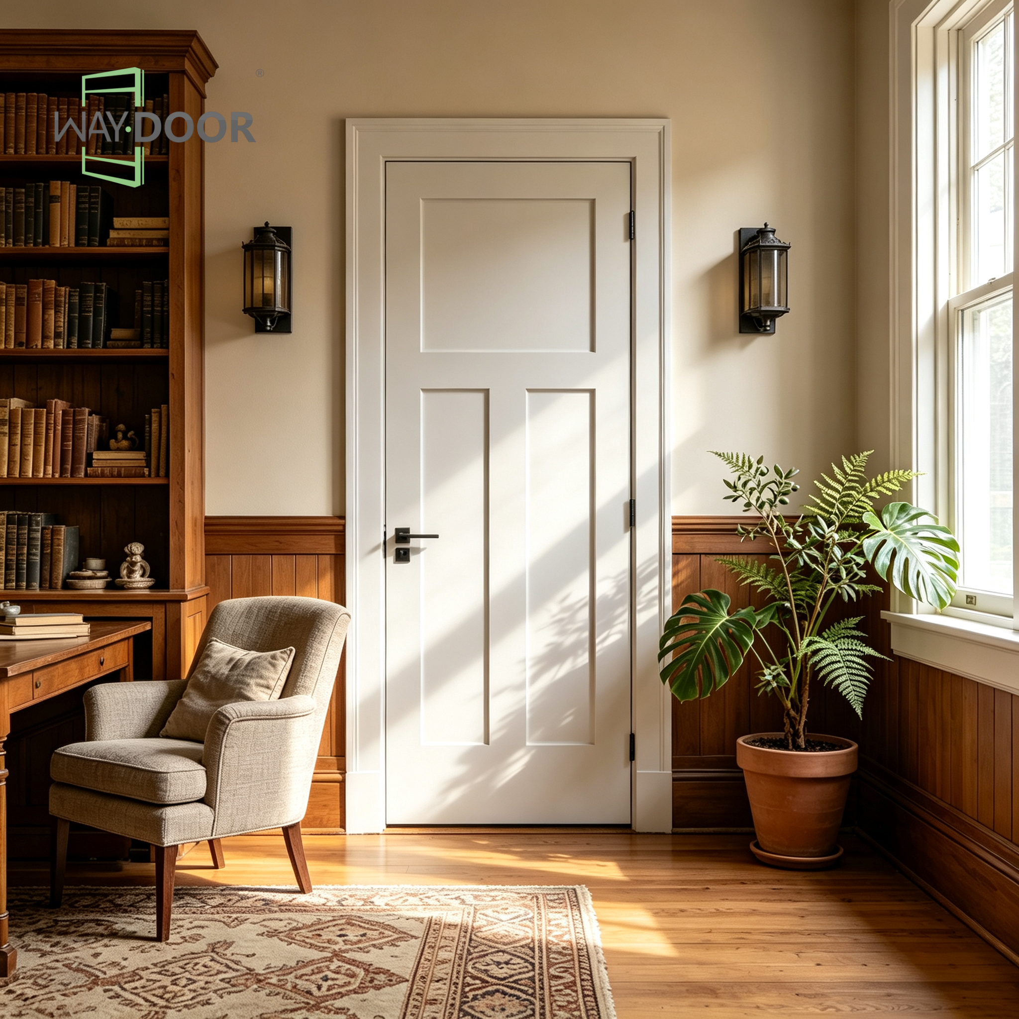 3-Panel Shaker Hinged Interior Door