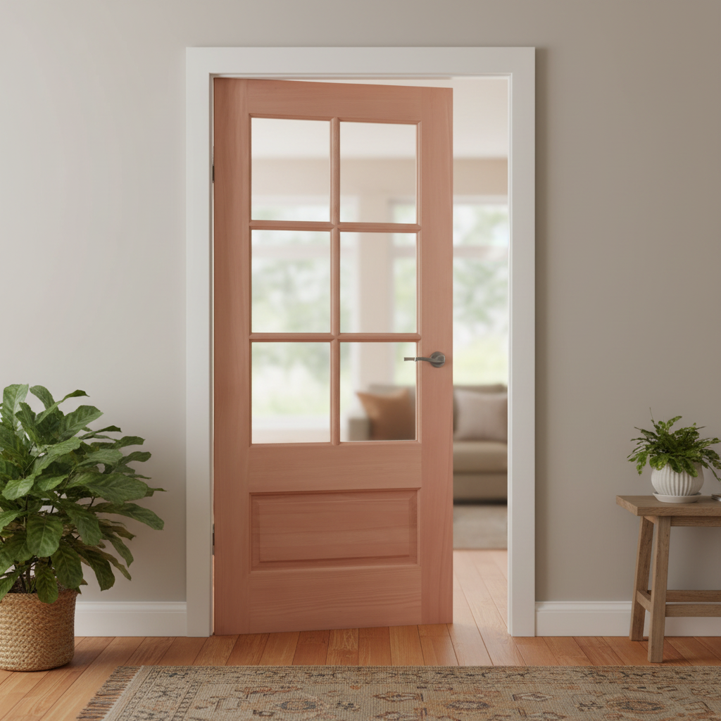 Unfinished Mahogany Exterior Door With 6 Lite