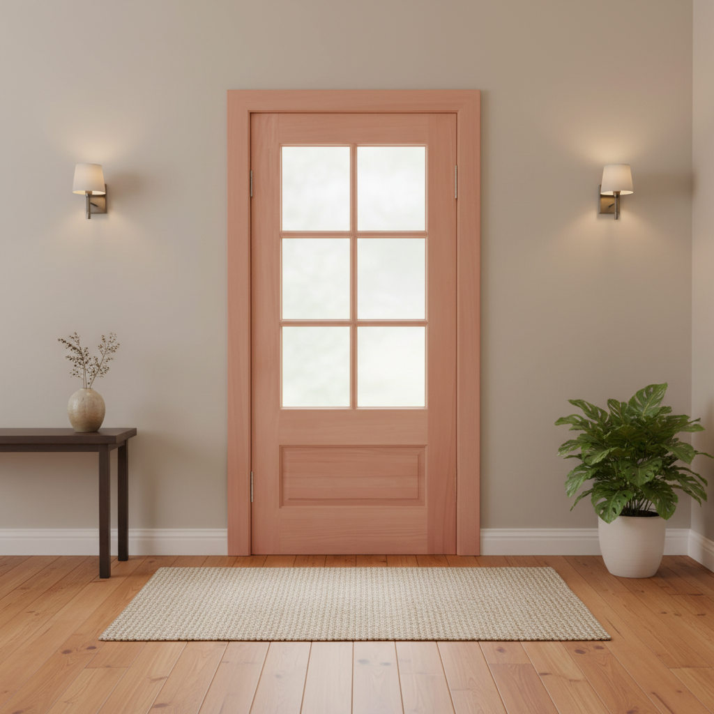 Unfinished Mahogany Exterior Door With 6 Lite