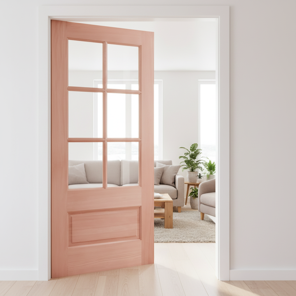 Unfinished Mahogany Exterior Door With 6 Lite