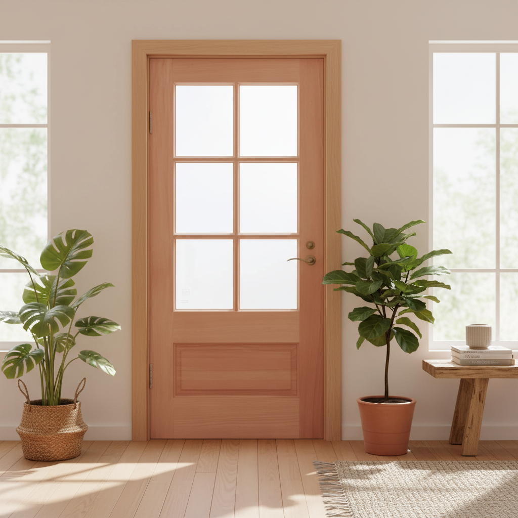 Unfinished Mahogany Exterior Door With 6 Lite