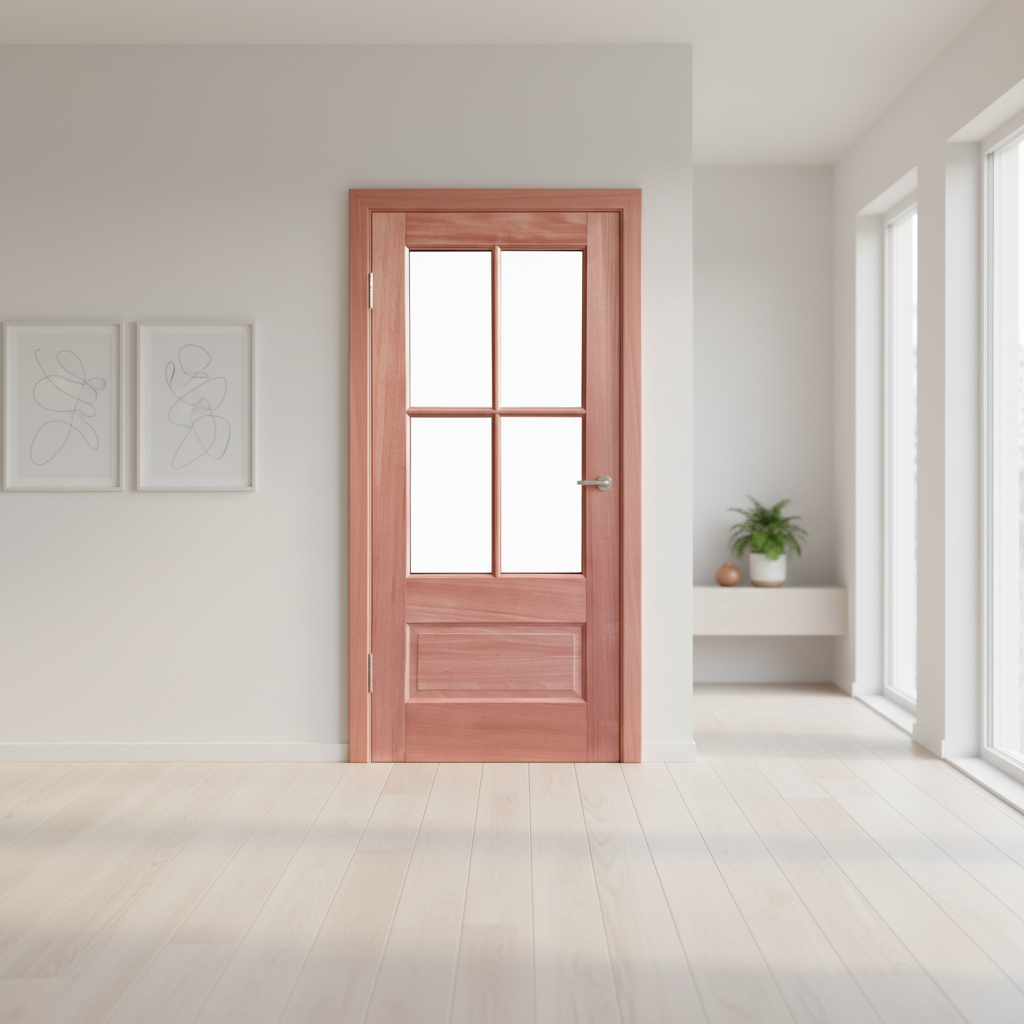 Unfinished Mahogany Exterior Door With 4 Lite