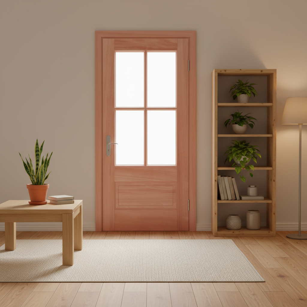 Unfinished Mahogany Exterior Door With 4 Lite