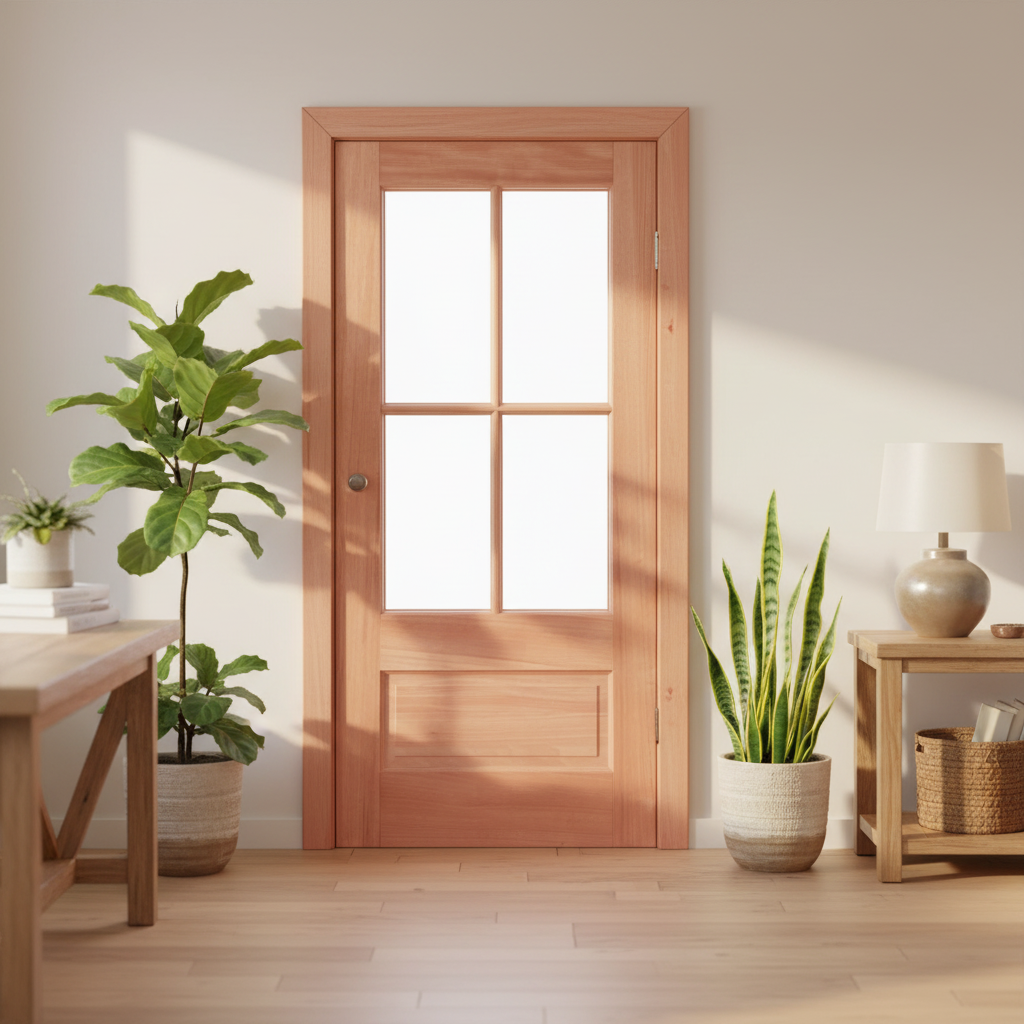 Unfinished Mahogany Exterior Door With 4 Lite
