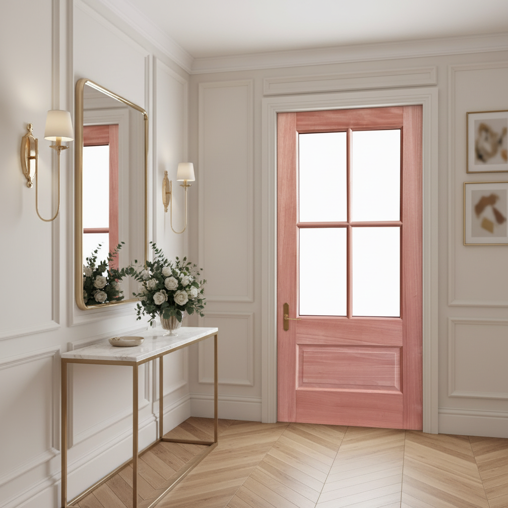 Unfinished Mahogany Exterior Door With 4 Lite