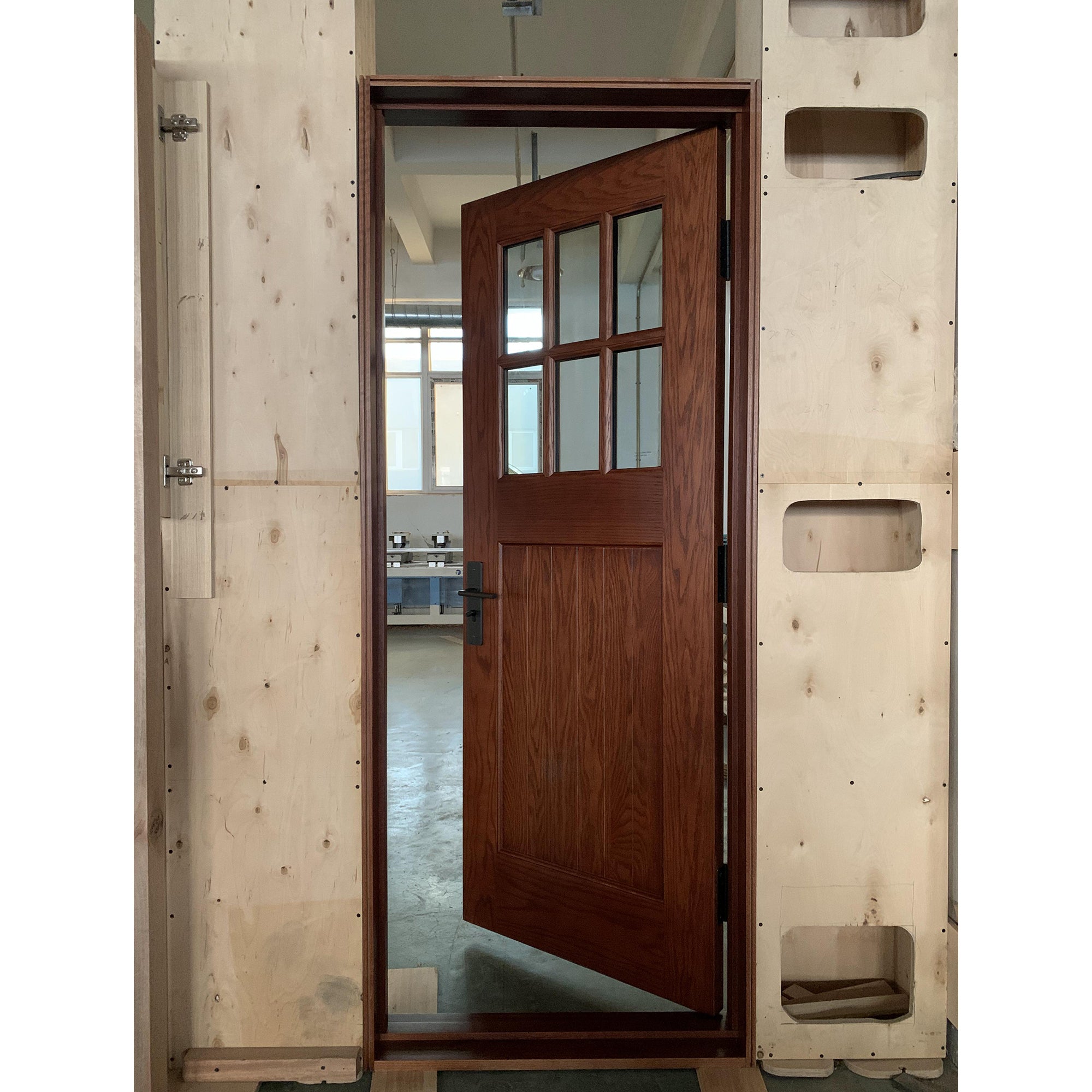 6 Lites Red Oak Wood Door Back Door