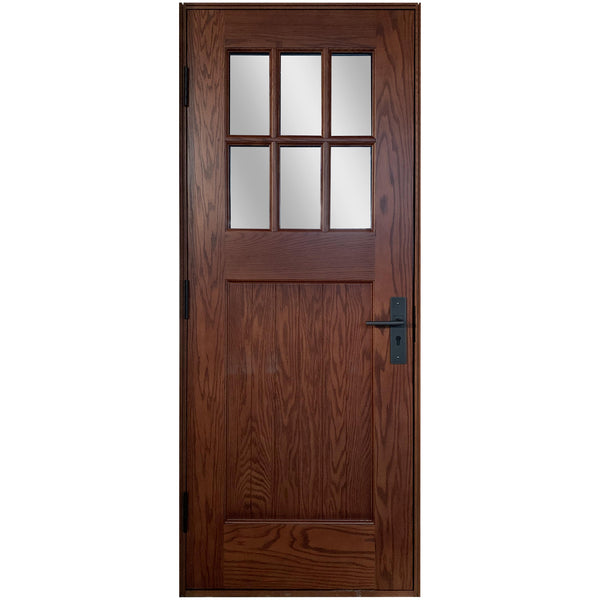 6 Lites Red Oak Wood Door Back Door