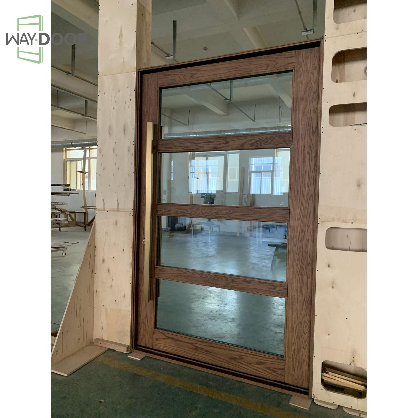 4-Lite Clear Glass Solid Wood Hinged Entry Door