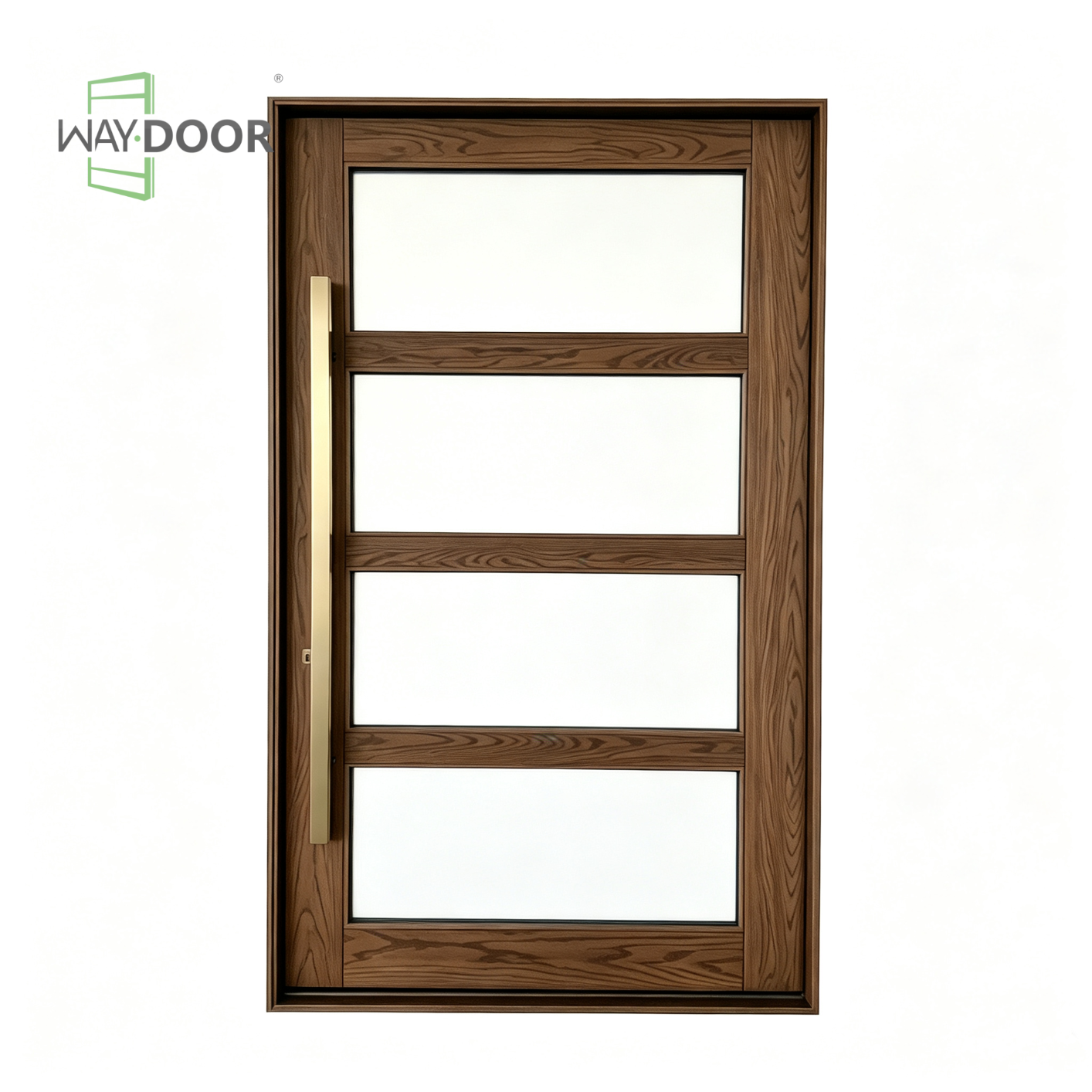 4-Lite Clear Glass Solid Wood Hinged Entry Door