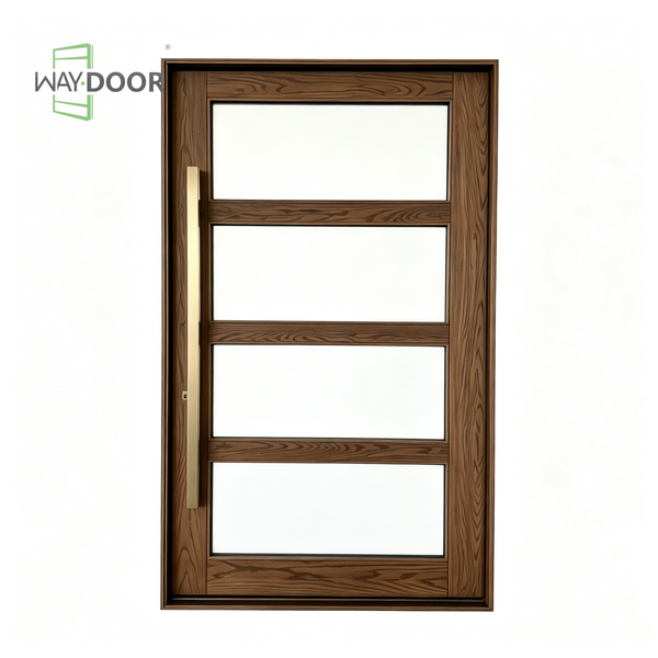 4-Lite Clear Glass Solid Wood Hinged Entry Door