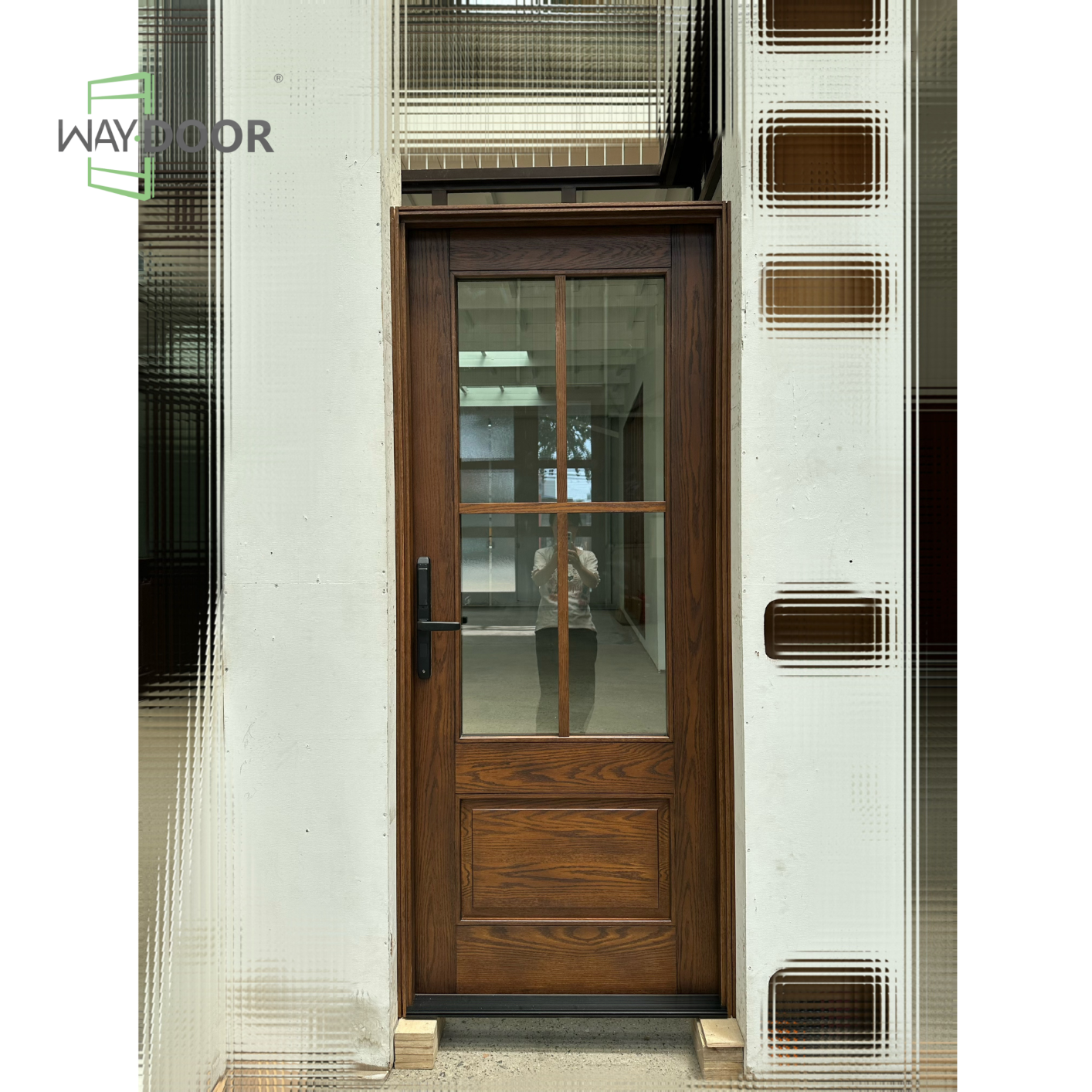 4-Lite Solid Wood Hinged Exterior Entry Door