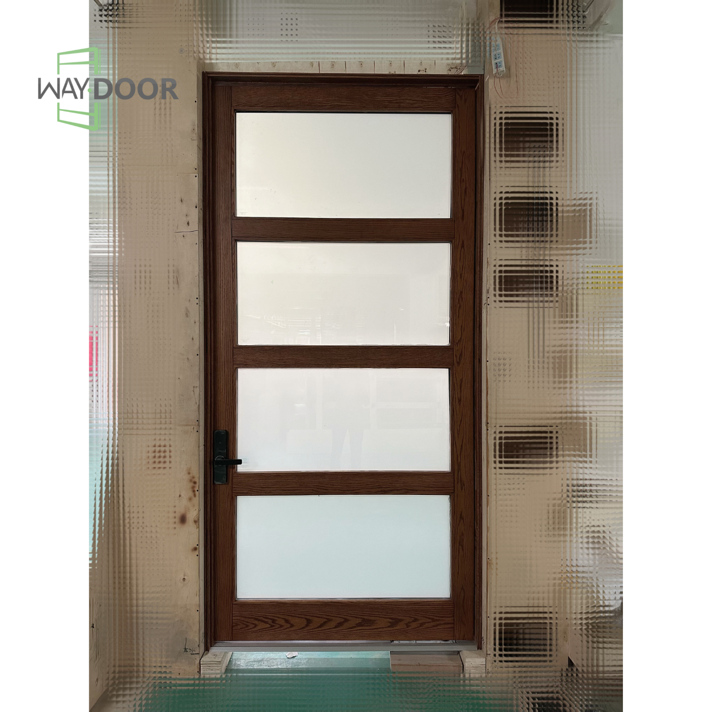 4-Lite Solid Wood Pivot Entry Door with Smart Glass
