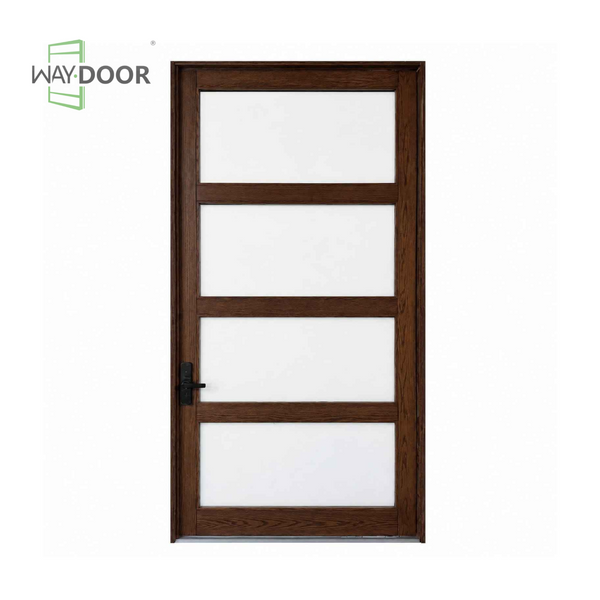 4-Lite Solid Wood Pivot Entry Door with Smart Glass