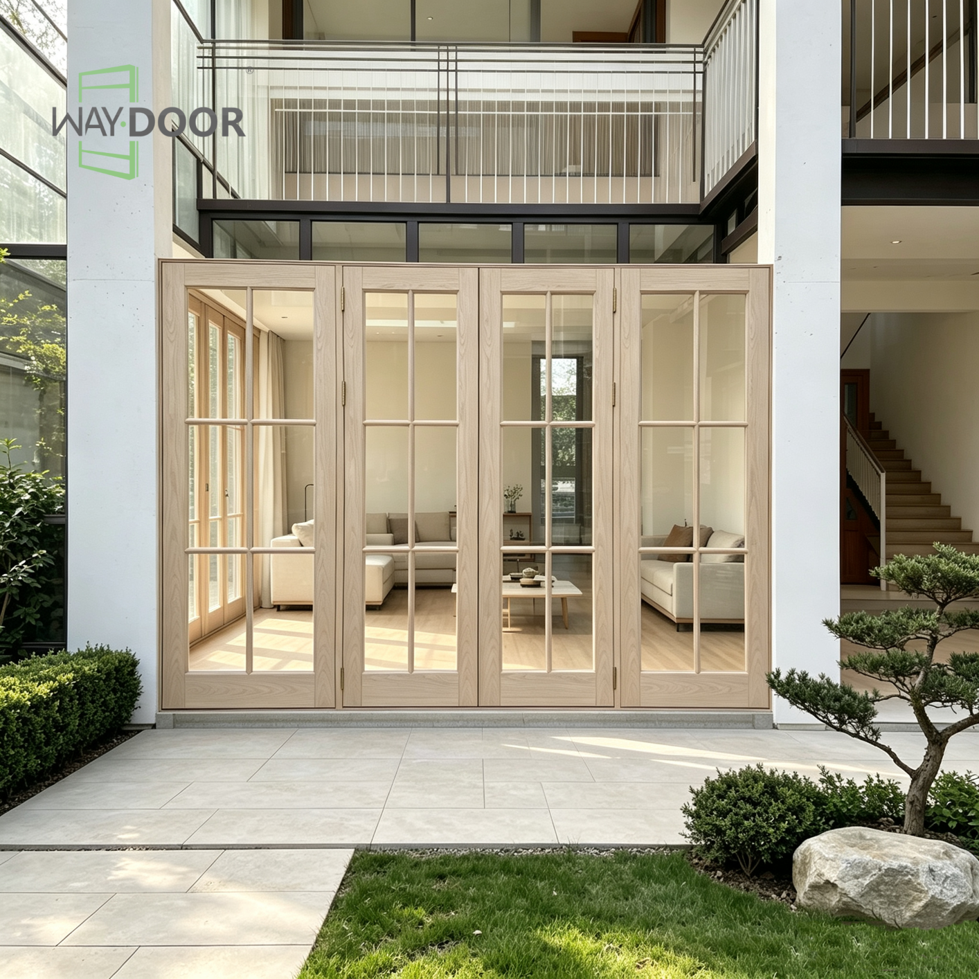 4-Panel Hinged Solid Wood French Door