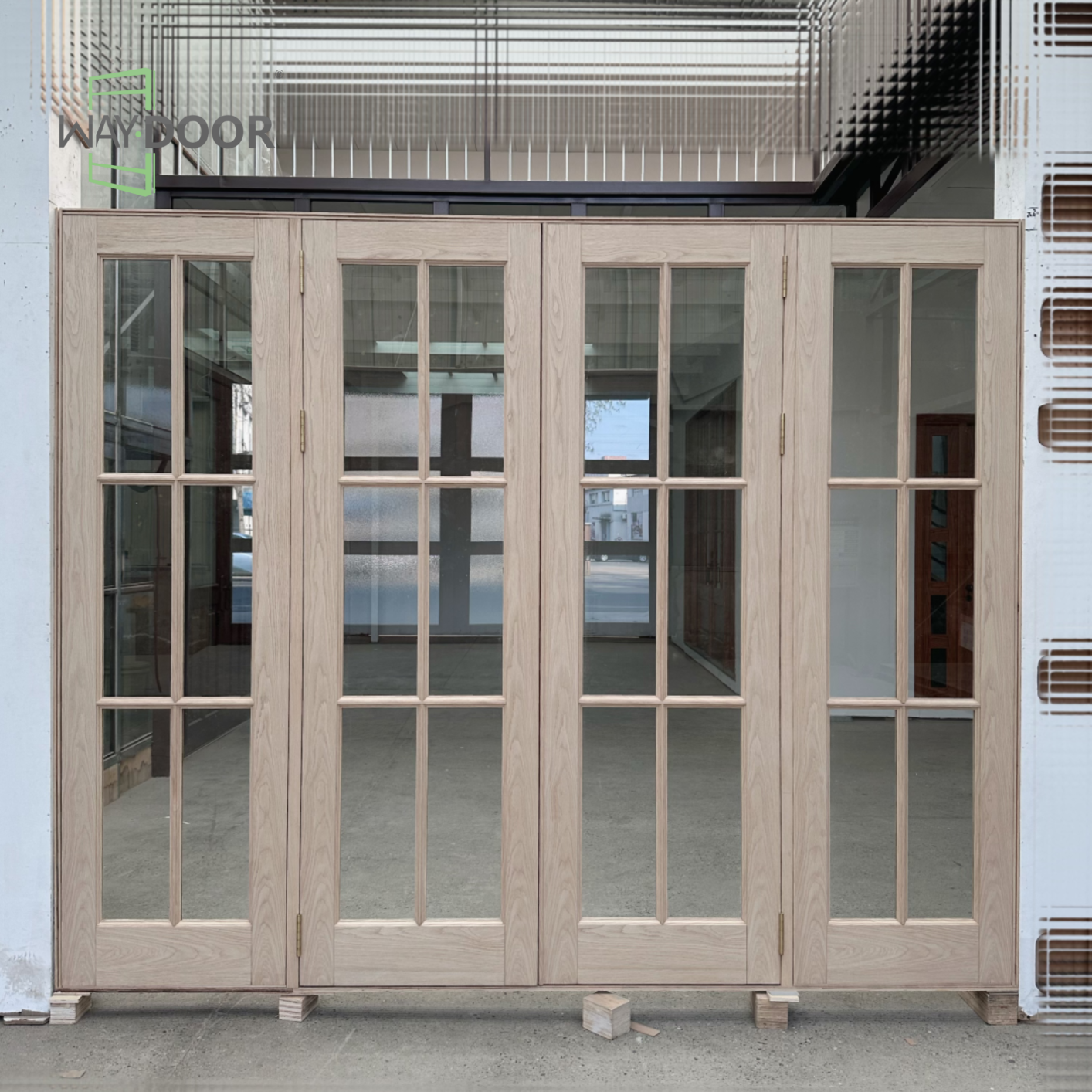 4-Panel Hinged Solid Wood French Door