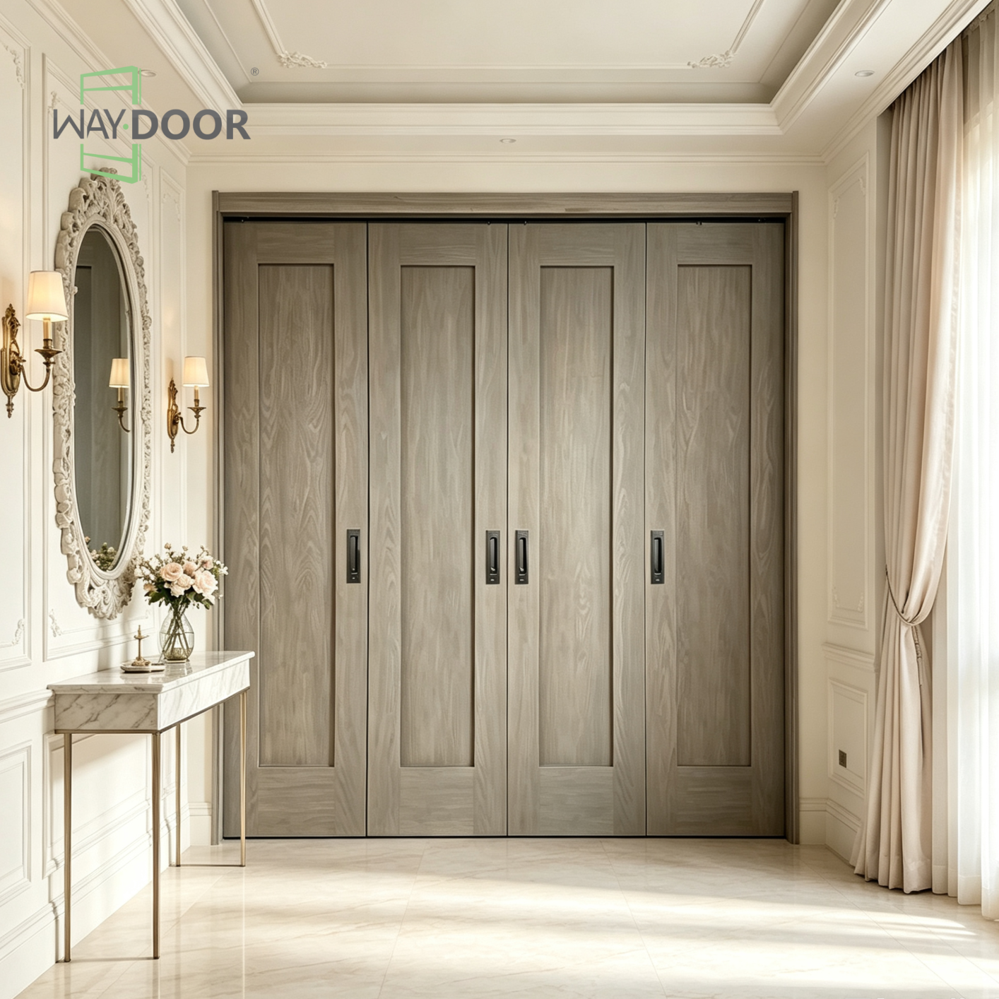 4-Panel Shaker Folding Interior Door with Top Mounted Track System