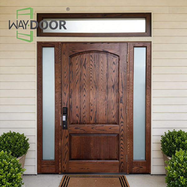 Commercial Solid Wood Entry Door with Double Sidelights