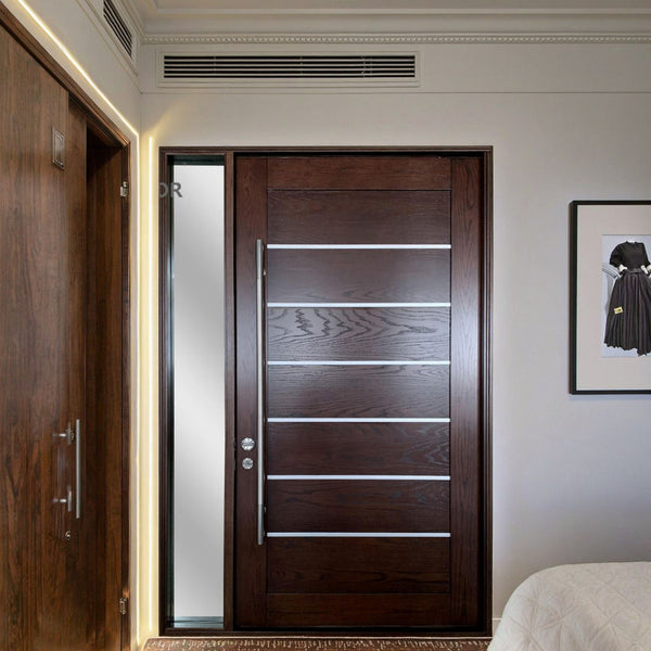 Waydoor Modern Solid Wood Front Door with Sidelights