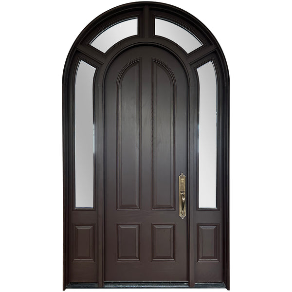 Arched Front Solid Wood Door With and Sidelites