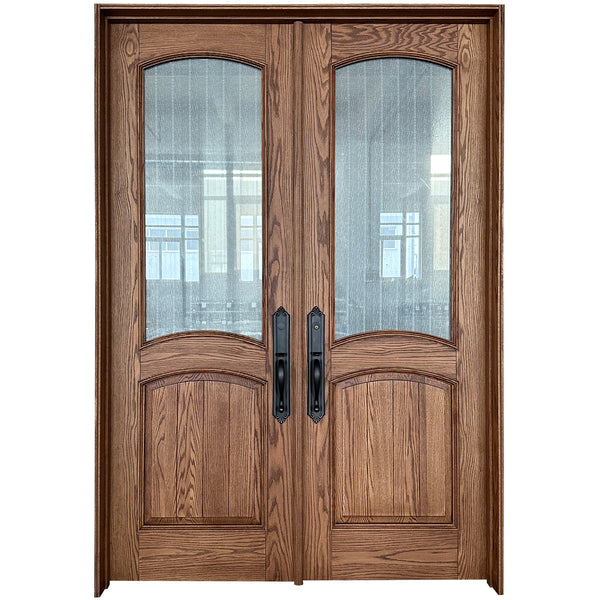 Glass Double Solid Wood Exterior Doors