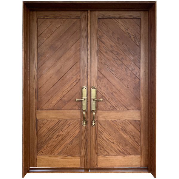 Red Oak Double Solid Wood Exterior Doors