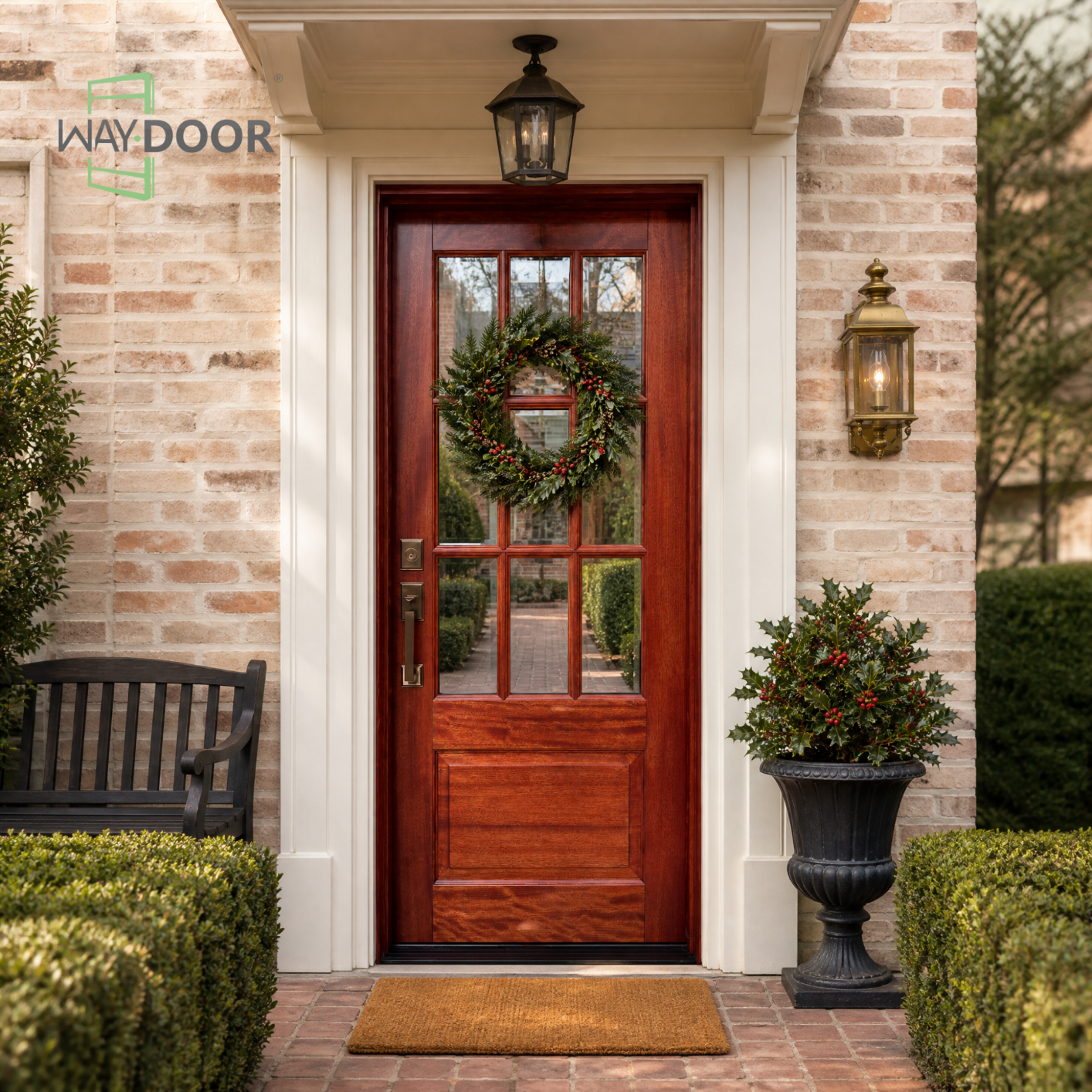9-Lite Solid Wood Hinged Entry Door