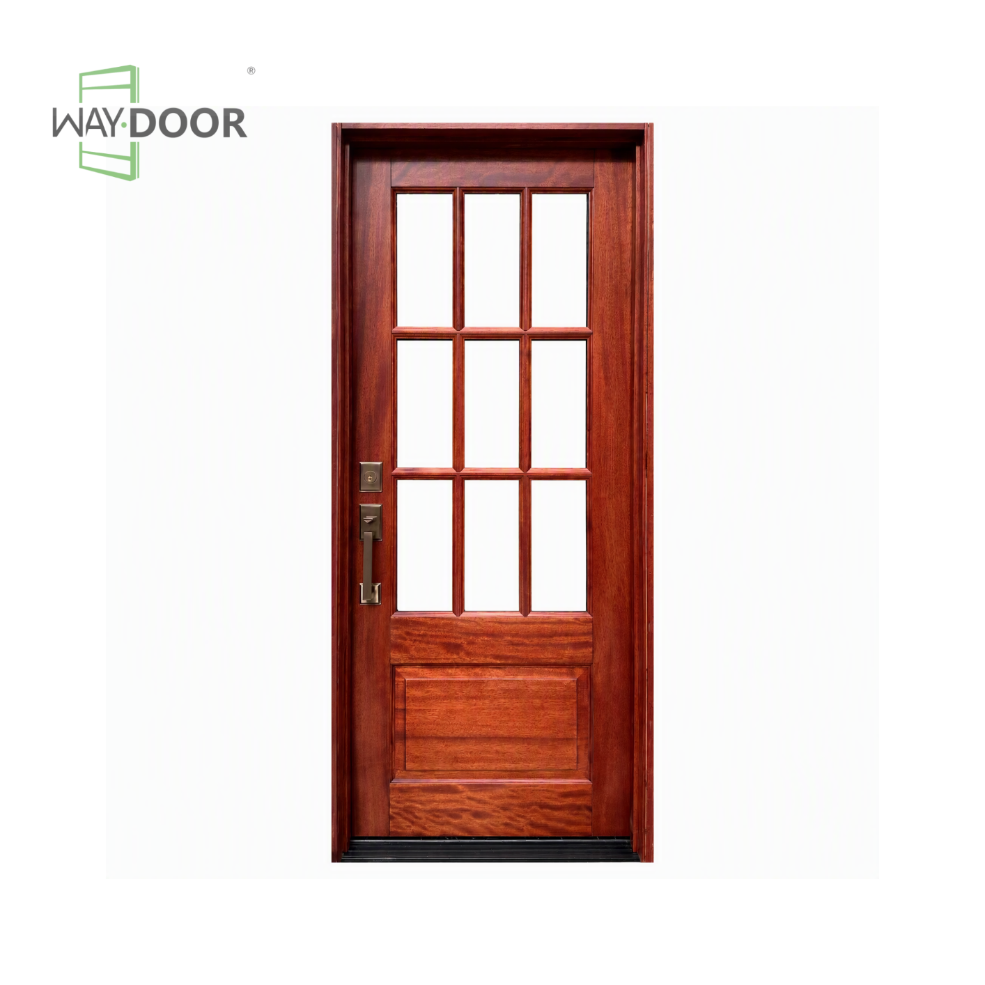 9-Lite Solid Wood Hinged Entry Door