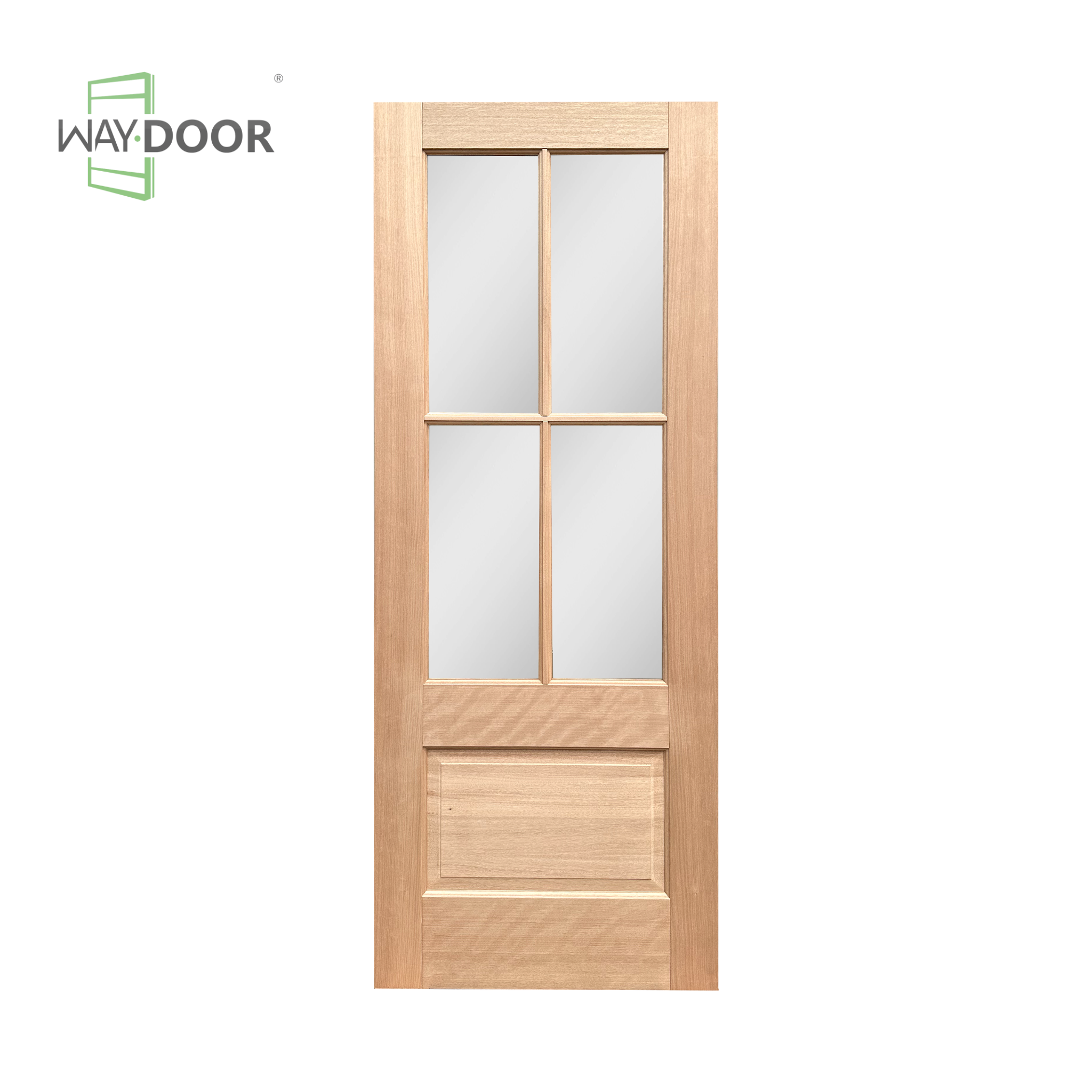 4-Lite Clear Glass Solid Wood Interior Door Slab