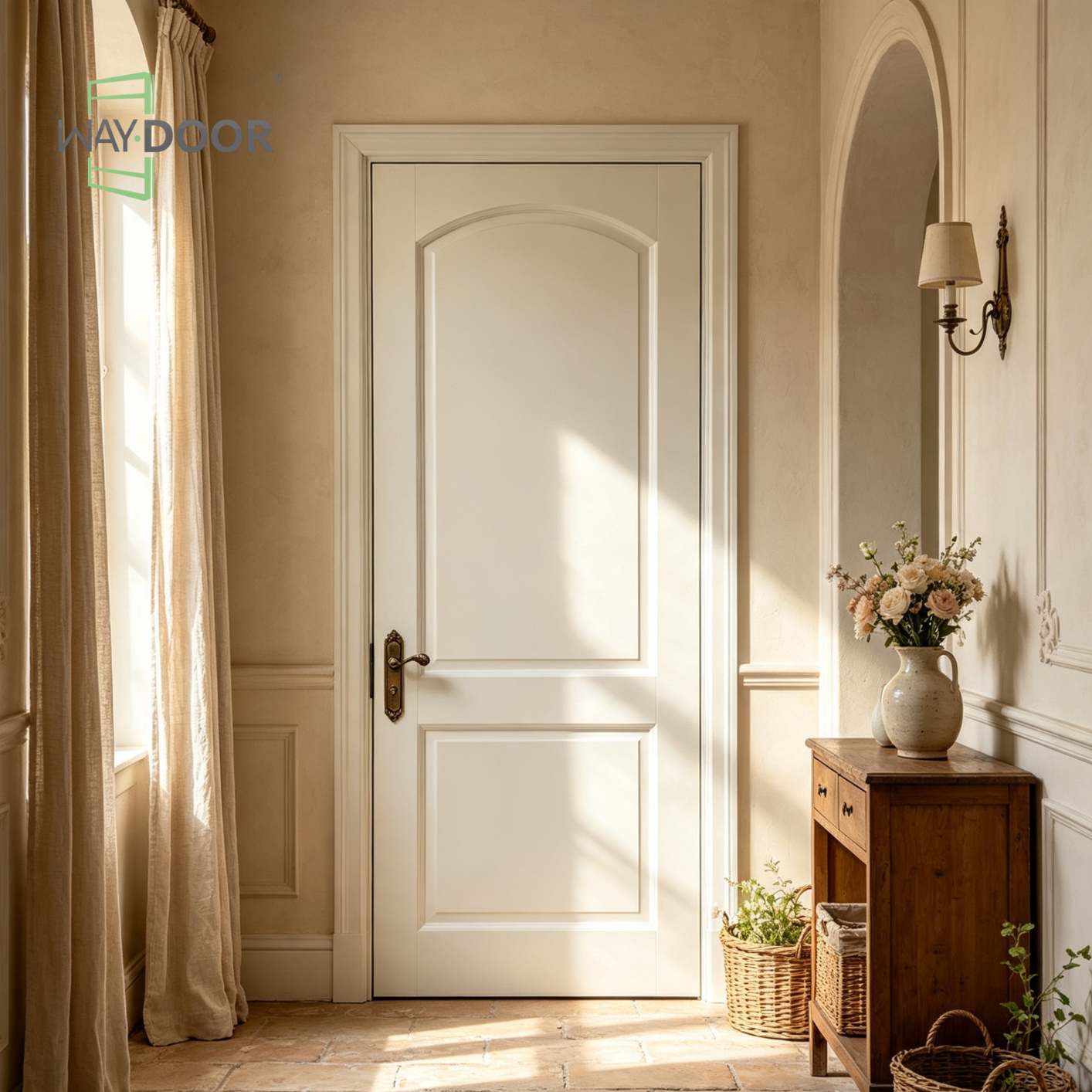Arch Top 2-Panel Solid Wood Interior Door