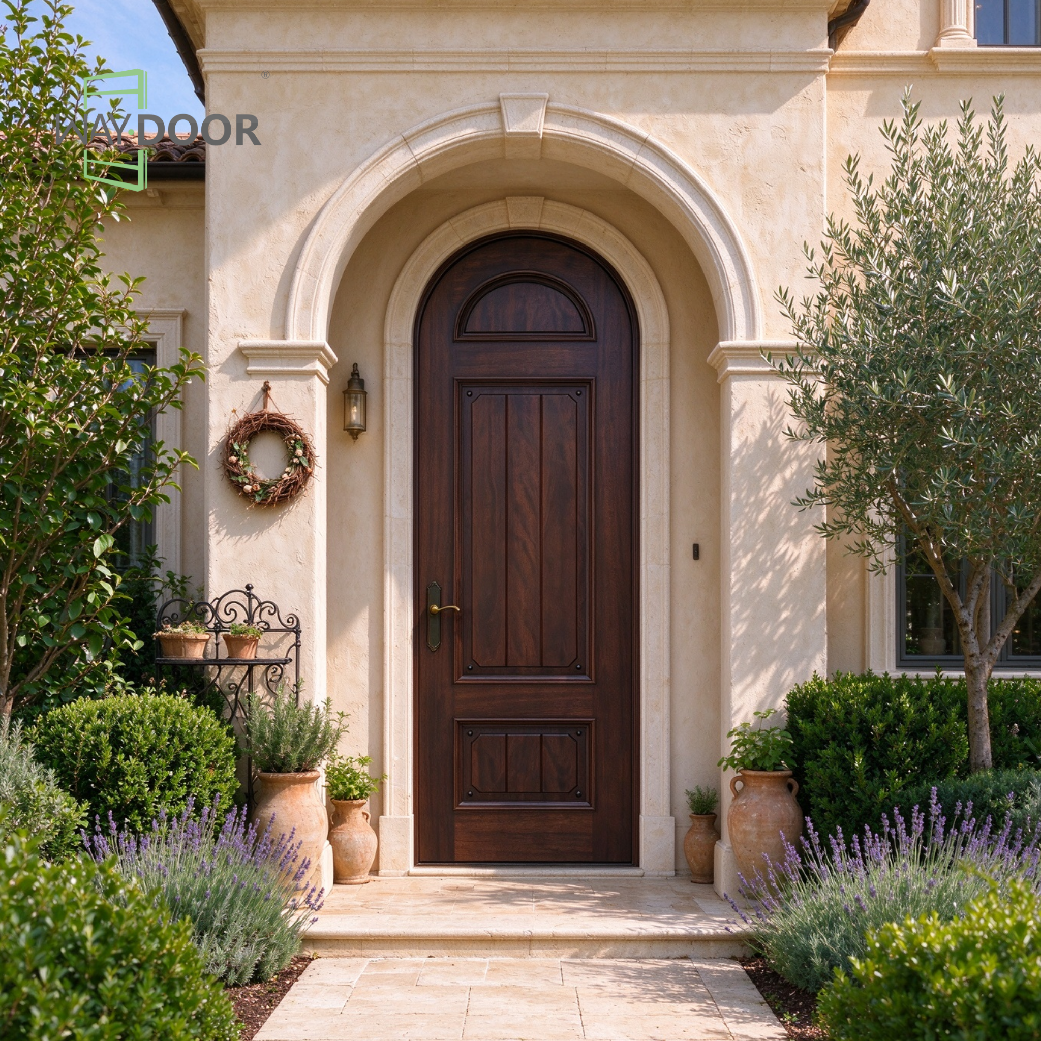 Arch Top Craftsman Raised Panel Solid Wood Hinged Exterior Door