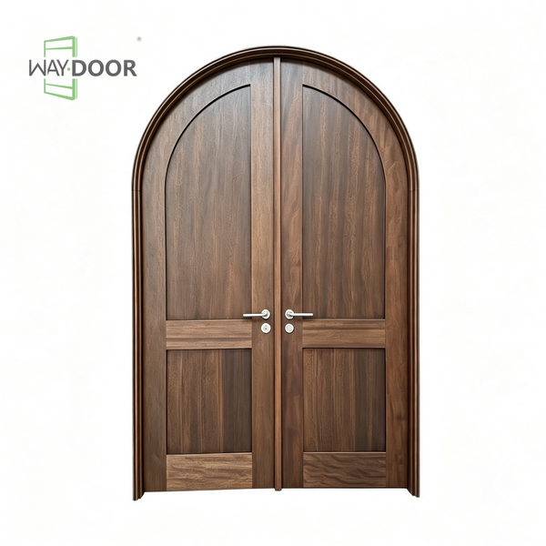 Arched 4-Panel Shaker Solid Wood Double Interior Door