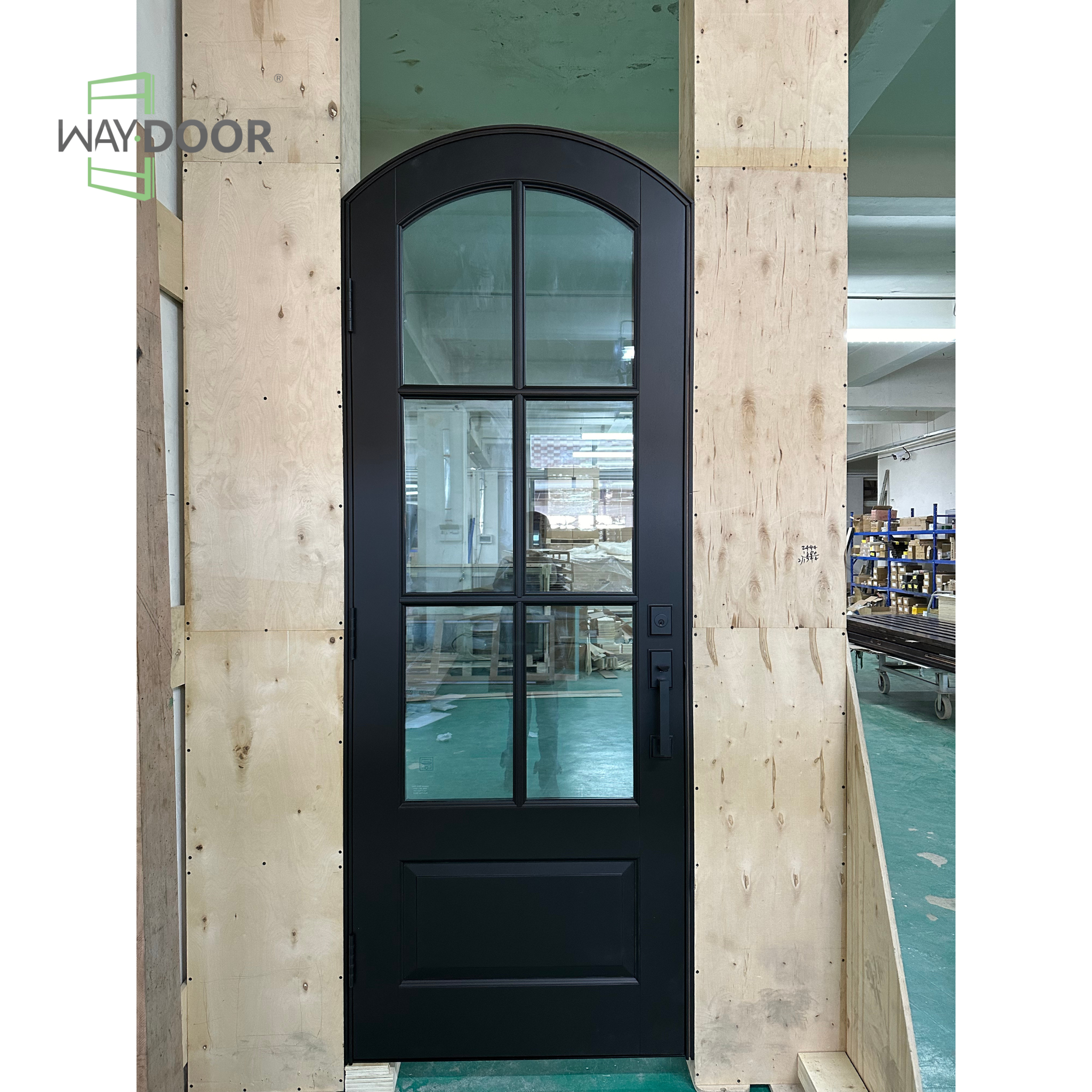 Arched 6-Lite Modern Farmhouse Solid Wood Interior Hinge Door