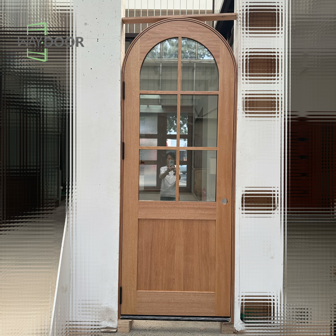Arched 6-Lite Solid Wood Exterior Hinged Door