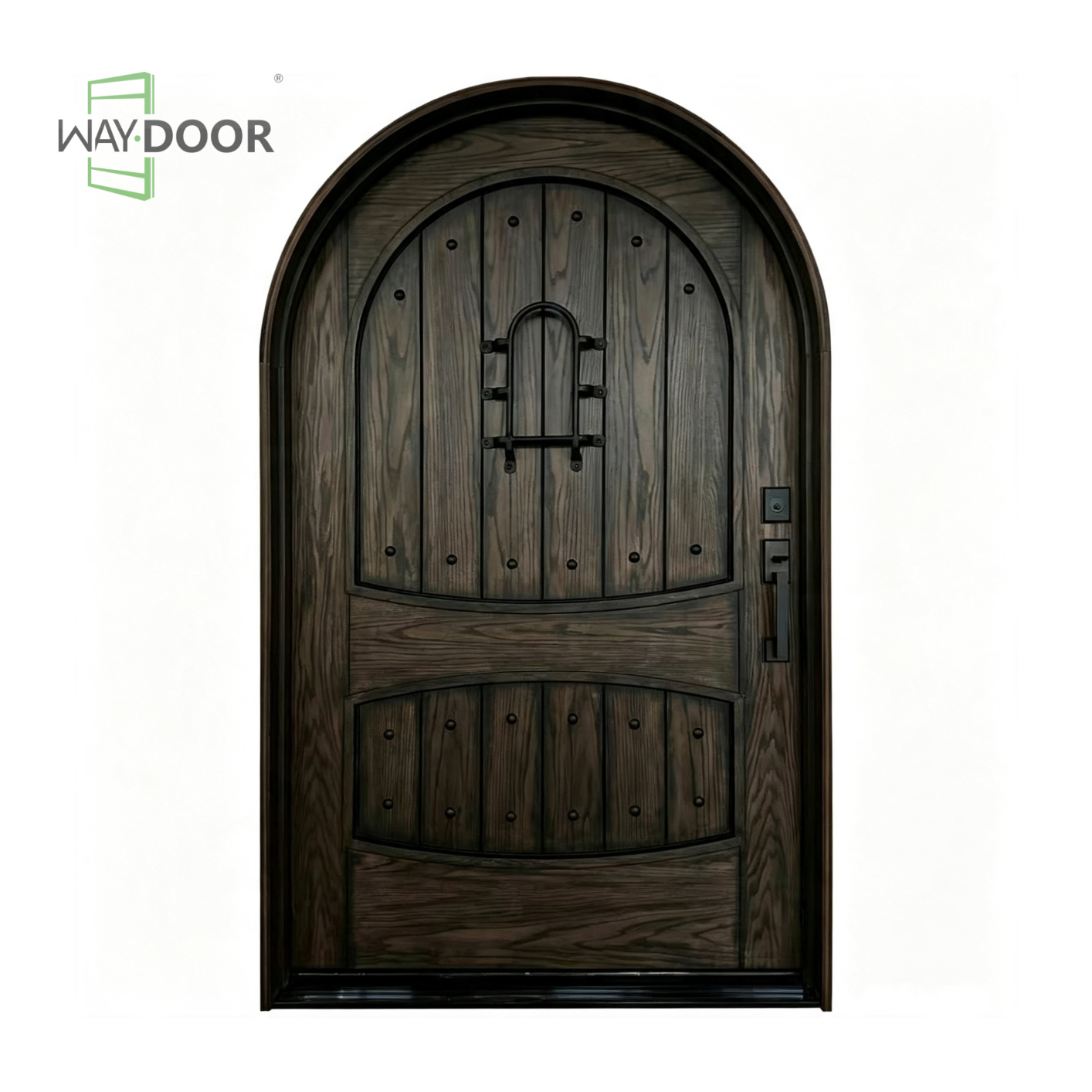 Arched Antique Solid Wood Entry Door