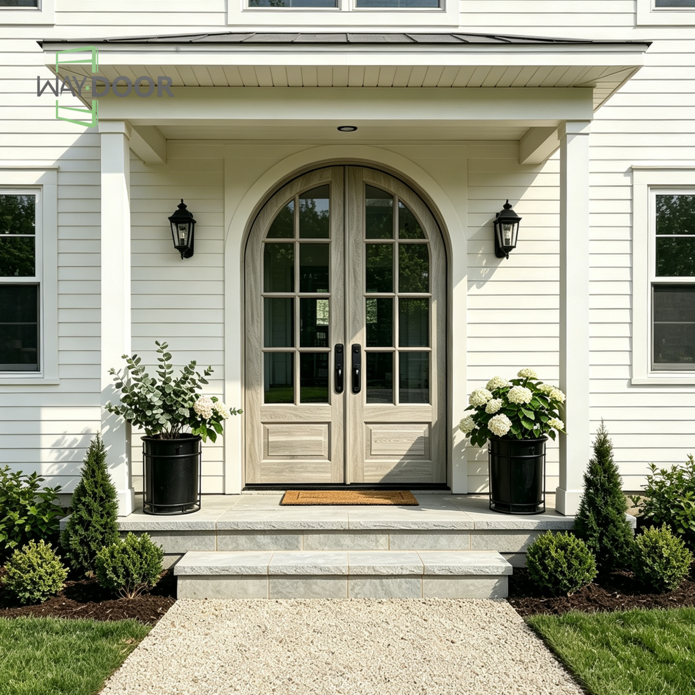 Arched Double Solid Wood Entry Door
