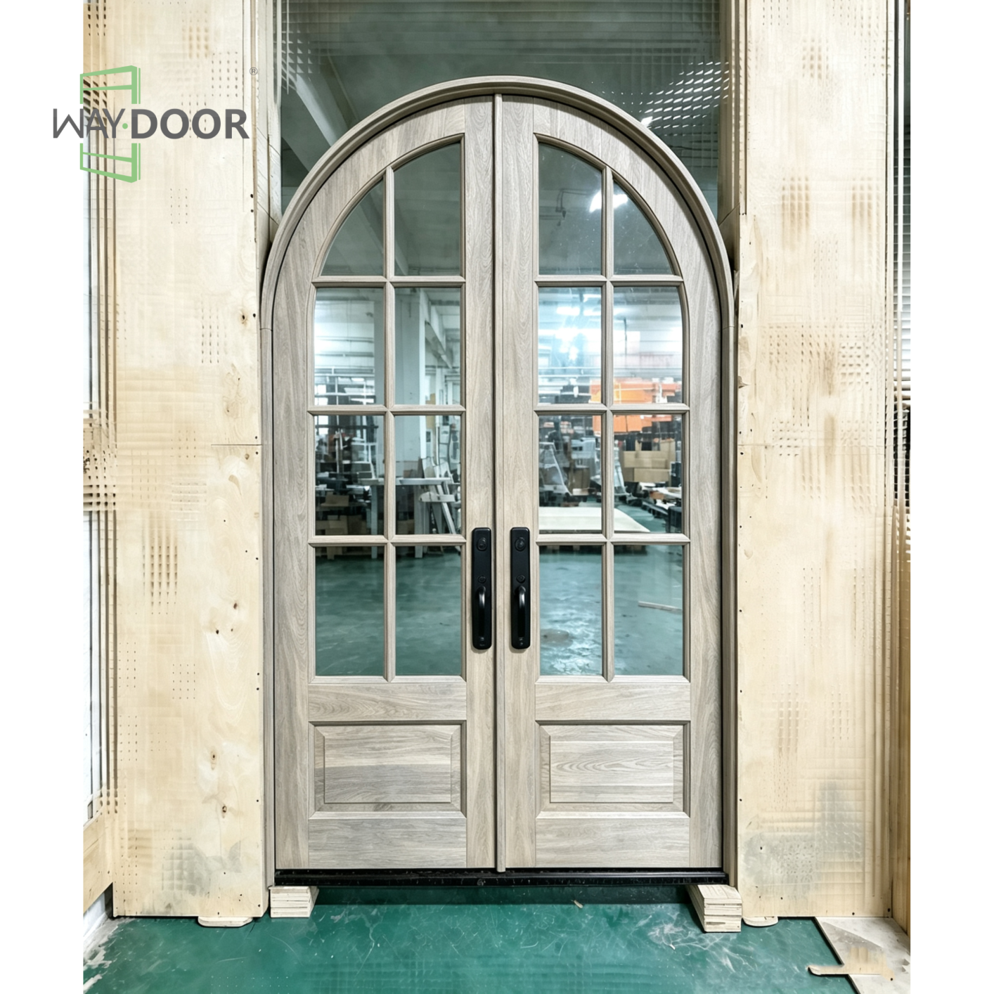 Arched Double Solid Wood Entry Door