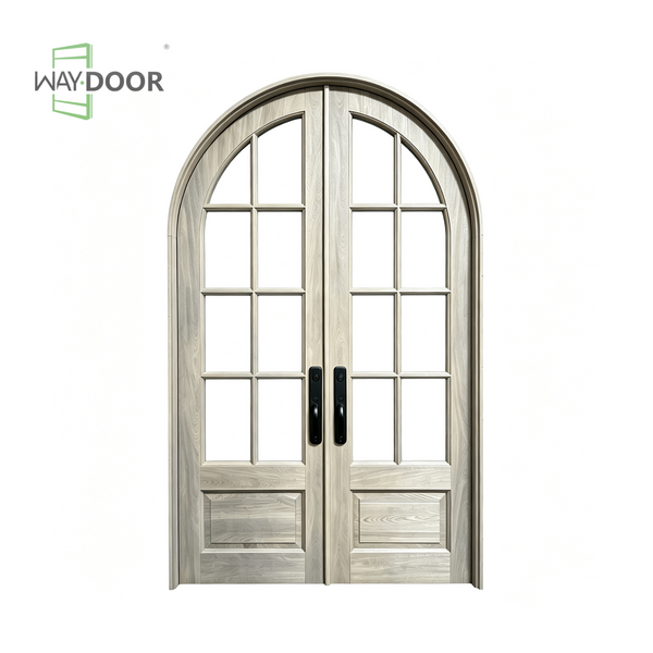 Arched Double Solid Wood Entry Door